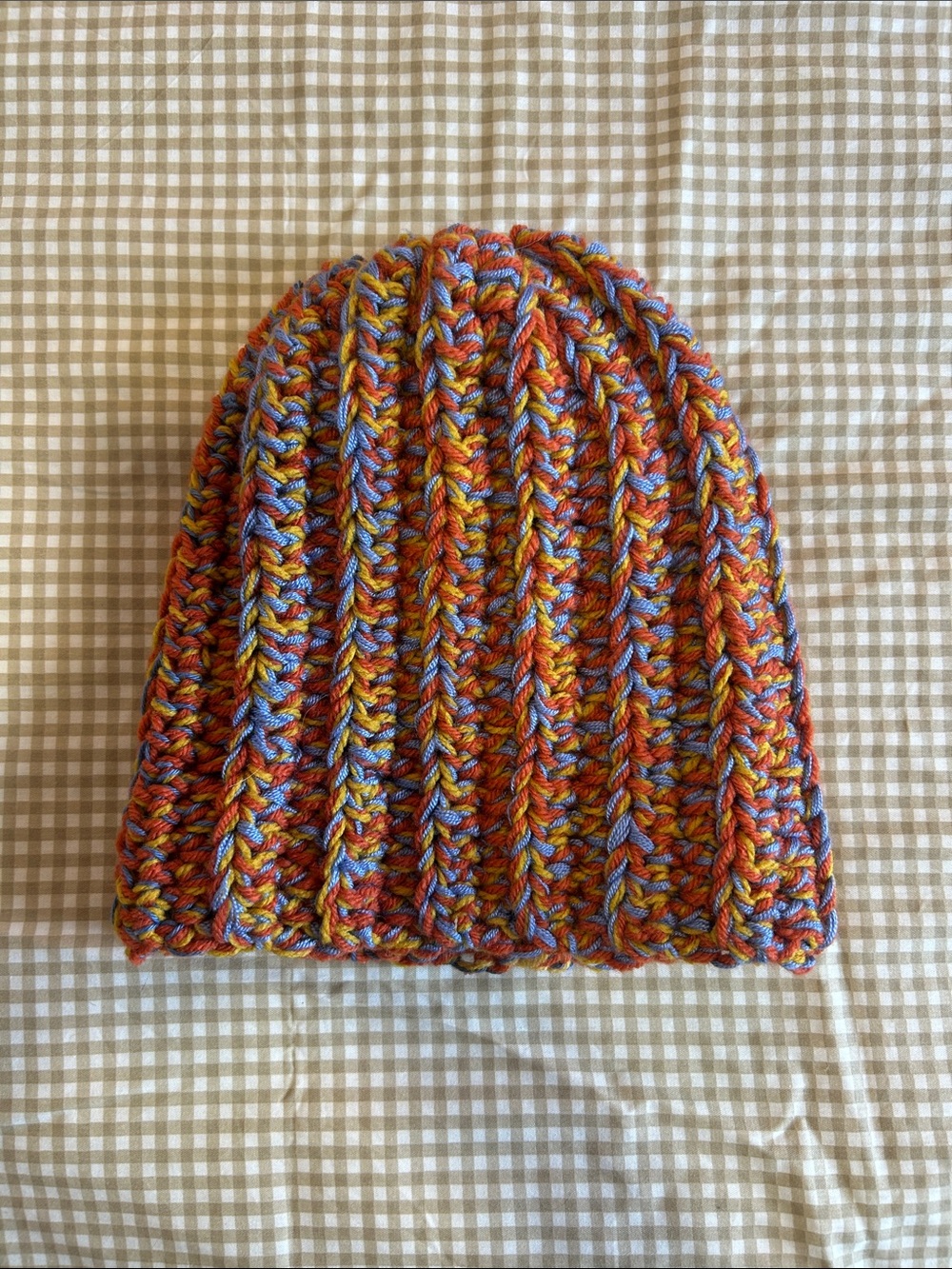 Women’s Multicolor Crochet Beanie Hat - Orange Mix
